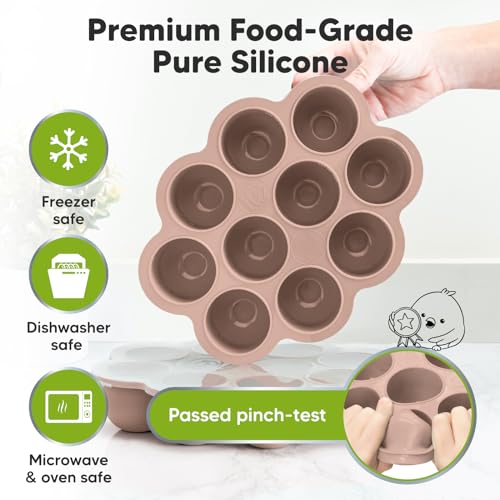 KeaBabies Silicone Baby Food Freezer Tray with Clip Lid and 2-Set Utensils