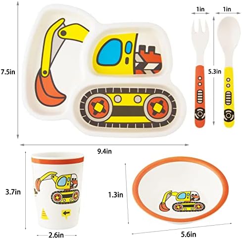 Kids Tableware Set - Toddler Plates Dinnerware with Fork and Spoon