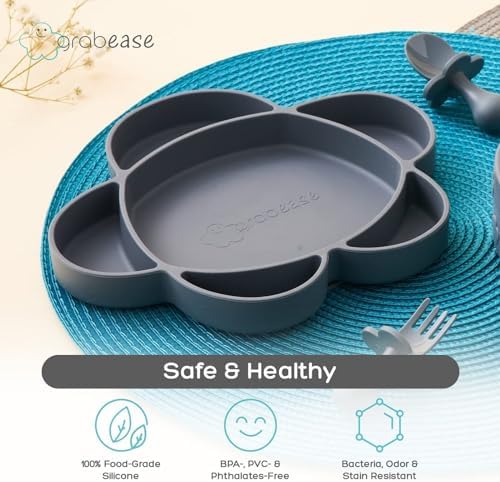 Grabease Silicone Suction Plate for Baby Toddler Self-Feeding