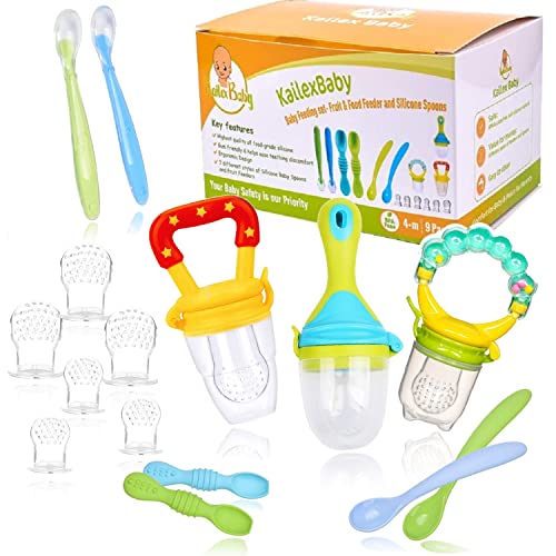KAILEXBABY Baby Food Feeder with 18pcs Silicone Spoons