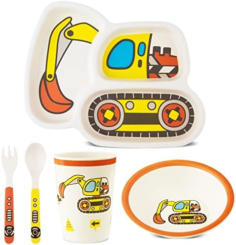Kids Tableware Set - Toddler Plates Dinnerware with Fork and Spoon