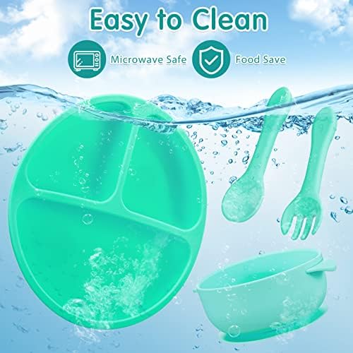 Chengu 9 Pcs Silicone Baby Suction Bowls and Plates Feeding Set