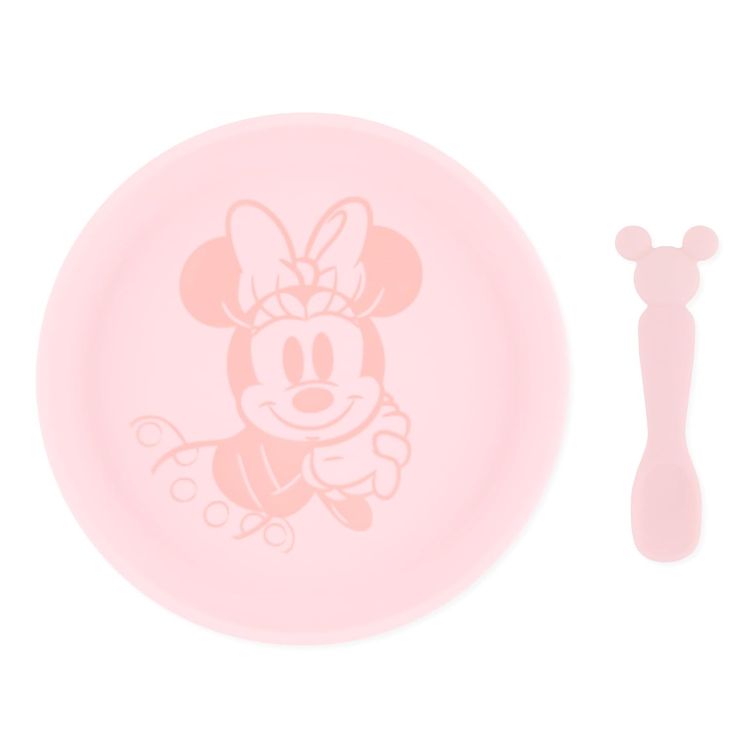 Disney Minnie Mouse Silicone Plate and Spoon Set for Babies and Kids