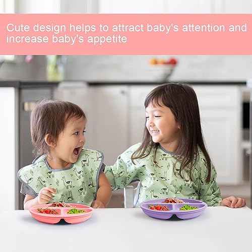 Vicloon Toddler Plates with Lids and Suction