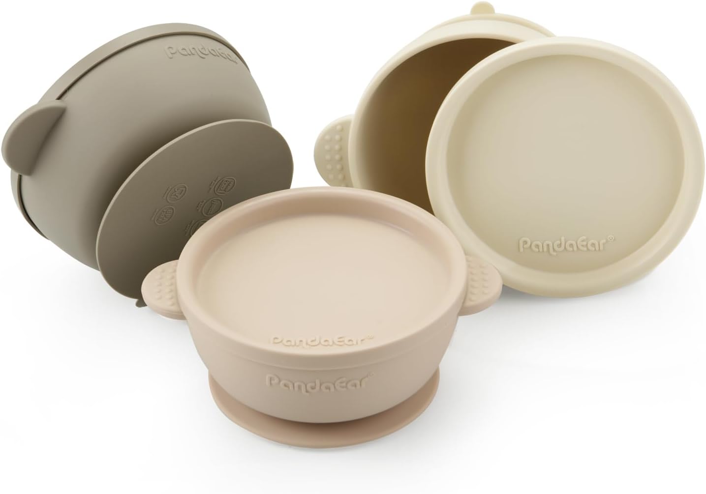 PandaEar 3 Pack Leak-Proof Baby Bowls with Suction and Lids
