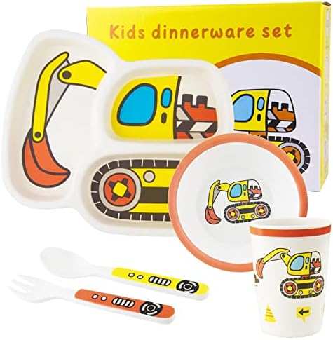 Kids Tableware Set - Toddler Plates Dinnerware with Fork and Spoon