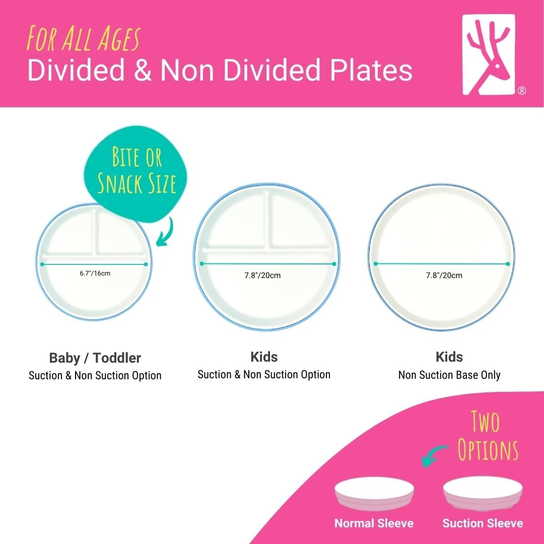 Elk and Friends Porcelain Plates for Kids with Silicone Sleeves