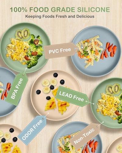 Qyeejong Classic Toddler Plates 3 Pack Suction Non-Slip 1