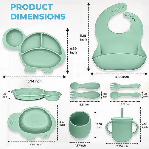 DELICADOU 9-Piece Baby Led Weaning Set with Turtle Shape