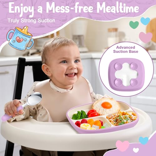 Teenyyou 2 Pcs Porcelain Plates with Silicone Sleeves for Toddlers