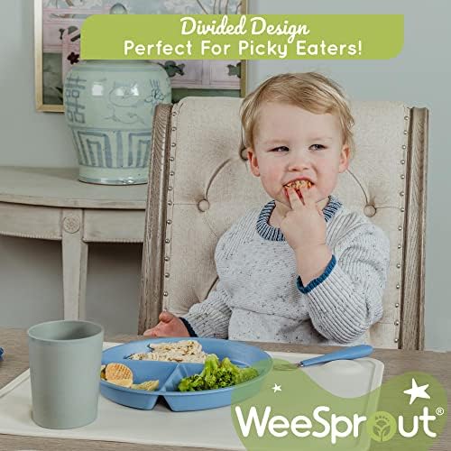 WeeSprout Set of 4 Bamboo Plates for Kids