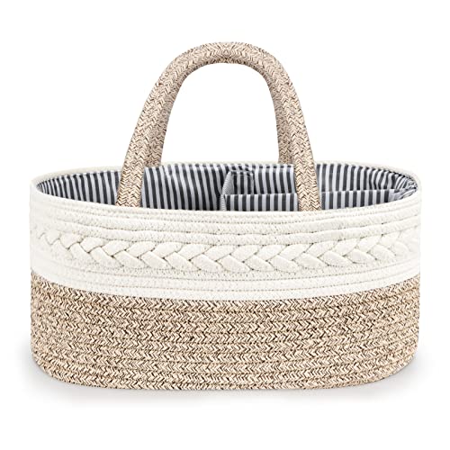 Maliton Diaper Caddy Organizer - Large Cotton Woven Basket