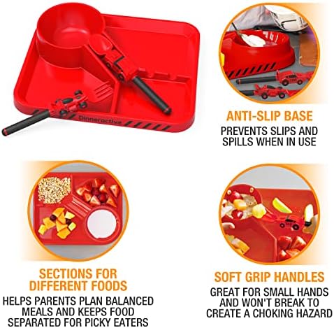 Dinneractive Kids 3PC Red Race Car Plates Set
