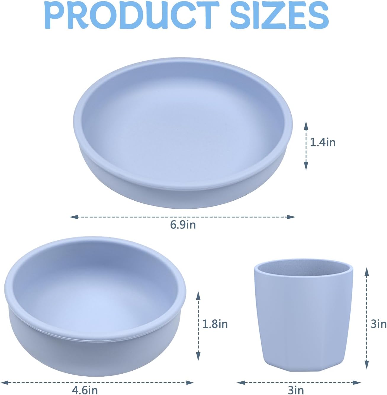 Silicone Plate Bowl Cup Set for Kids Blue