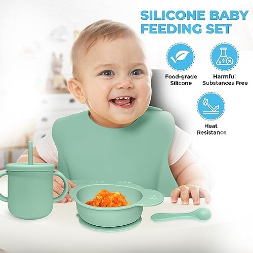 DELICADOU 9-Piece Baby Led Weaning Set with Turtle Shape
