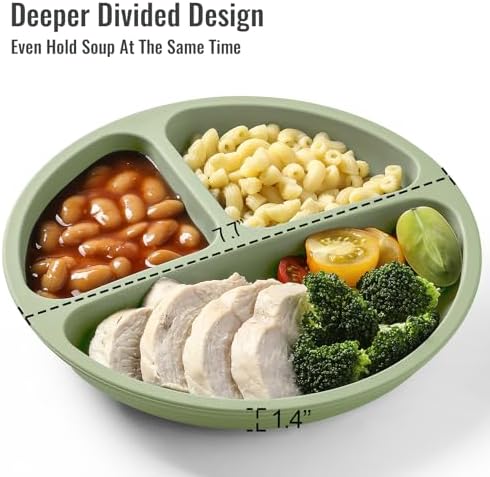 VITEVER Toddler Plates with Lids - 4 Pack Baby Plates