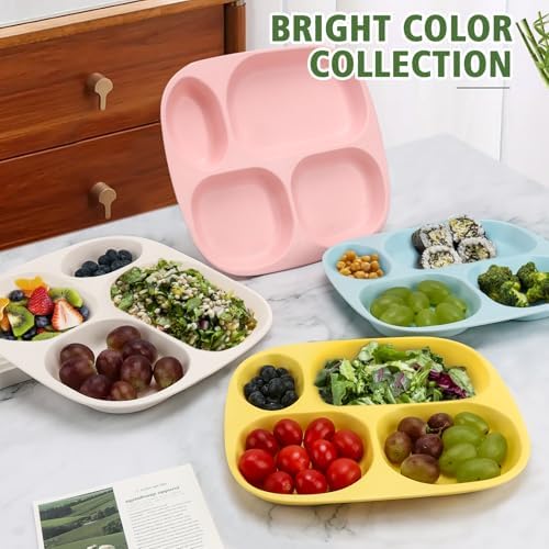 Shopwithgreen Bamboo Divided Plates Set of 4