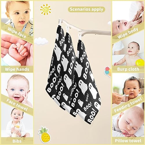 WIFIU Halloween Ghosts Boo Baby Burp Cloths 3 Pack 1