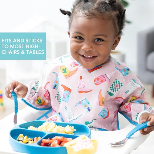 Bumkins Toddler Suction Plate Divided Grip Dark Blue