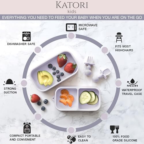 KATORI Kids Suction Plate Set 5pc with Travel Bag