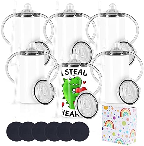 Wzaytia 12 Oz Sublimation Sippy Cup 6 Pack