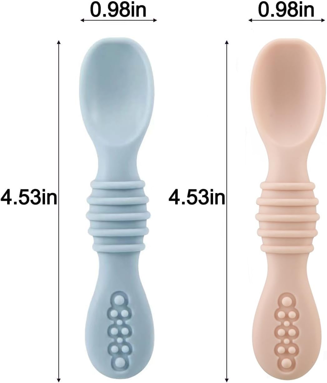 PandaEar 2-Pack Silicone Suction Baby Plate Spoon Set