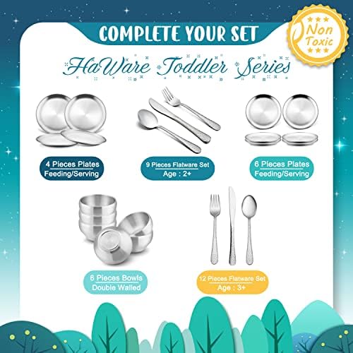 HaWare 6-Piece Stainless Steel Toddler Bowls