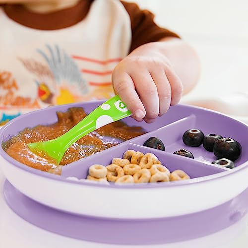 Munchkin Stay Put Suction Plates for Baby Toddler 3 Sections Pink Purple