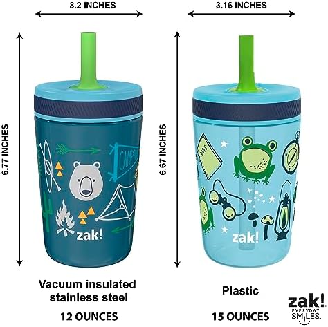 Zak Designs Kelso Tumbler Set 3pcs Leak-Proof with Straw