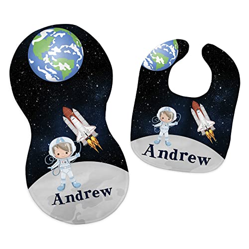 Personalized Baby Name Astronaut Feeding Cloth Set