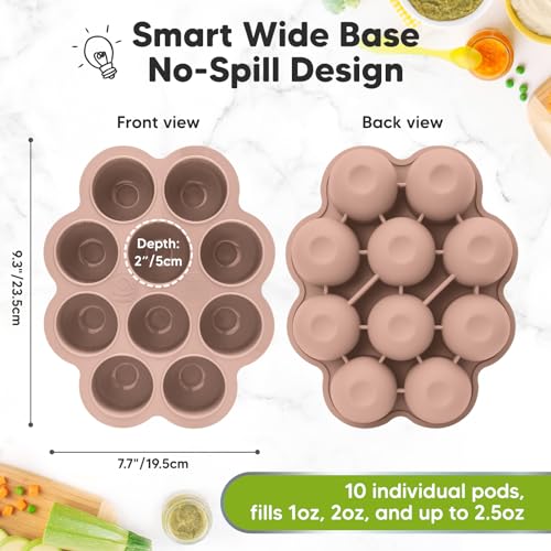 KeaBabies Silicone Baby Food Freezer Tray with Clip Lid and 2-Set Utensils