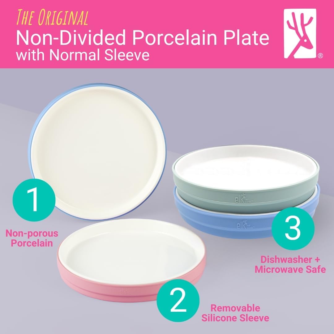 Elk and Friends Kids 78 Porcelain Plates with Silicone Sleeves