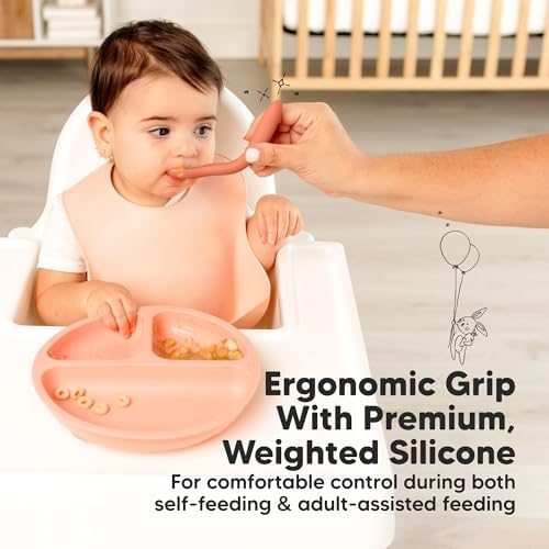 KeaBabies 3-Pack Silicone Baby Spoons for Self-Feeding