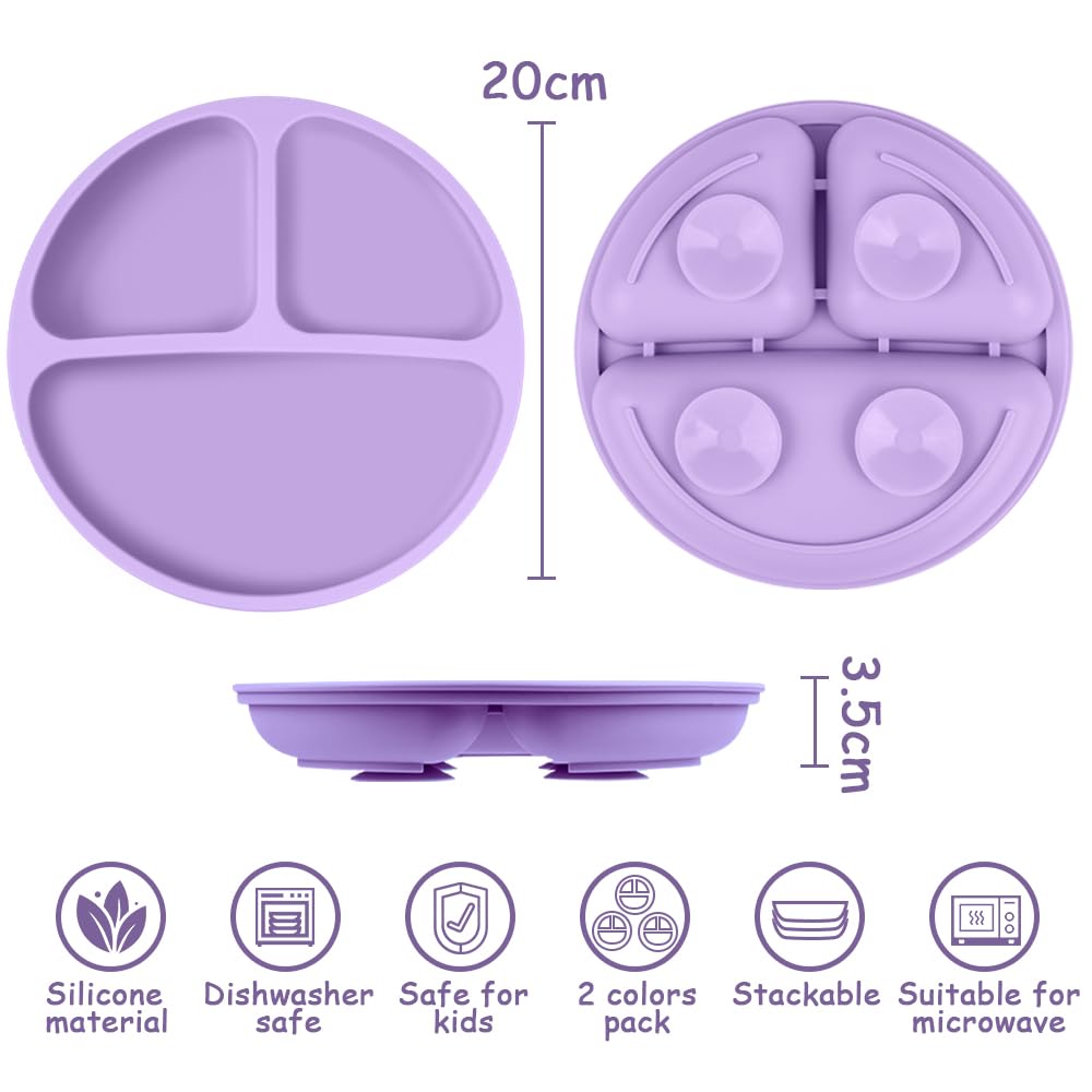 Vicloon Suction Plates for Baby 2 Pcs BPA Free