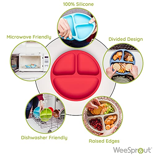 WeeSprout Unbreakable Silicone Divided Plates 3-Piece Set