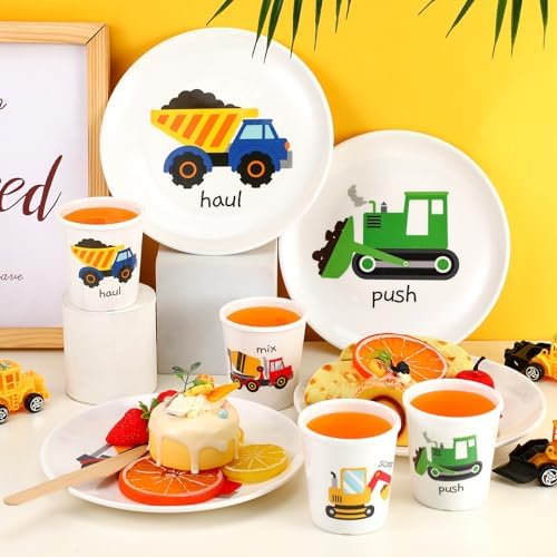 Yiyiring 4-Piece Construction Truck Dinnerware Set