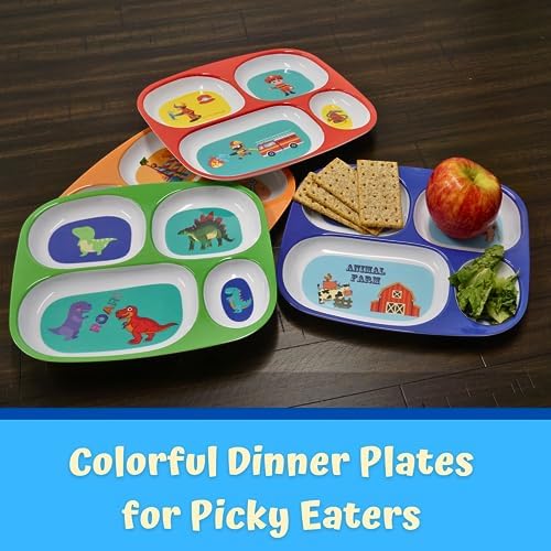 4Es Novelty Set of 4 Melamine Dinner Plates for Kids