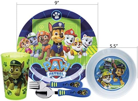 PAW Patrol 5-Piece Dinnerware Set for Kids Ages 3 1