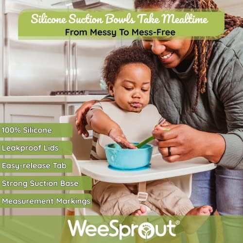 WeeSprout Suction Bowls Set of 2 - Leak Proof Dishwasher Safe