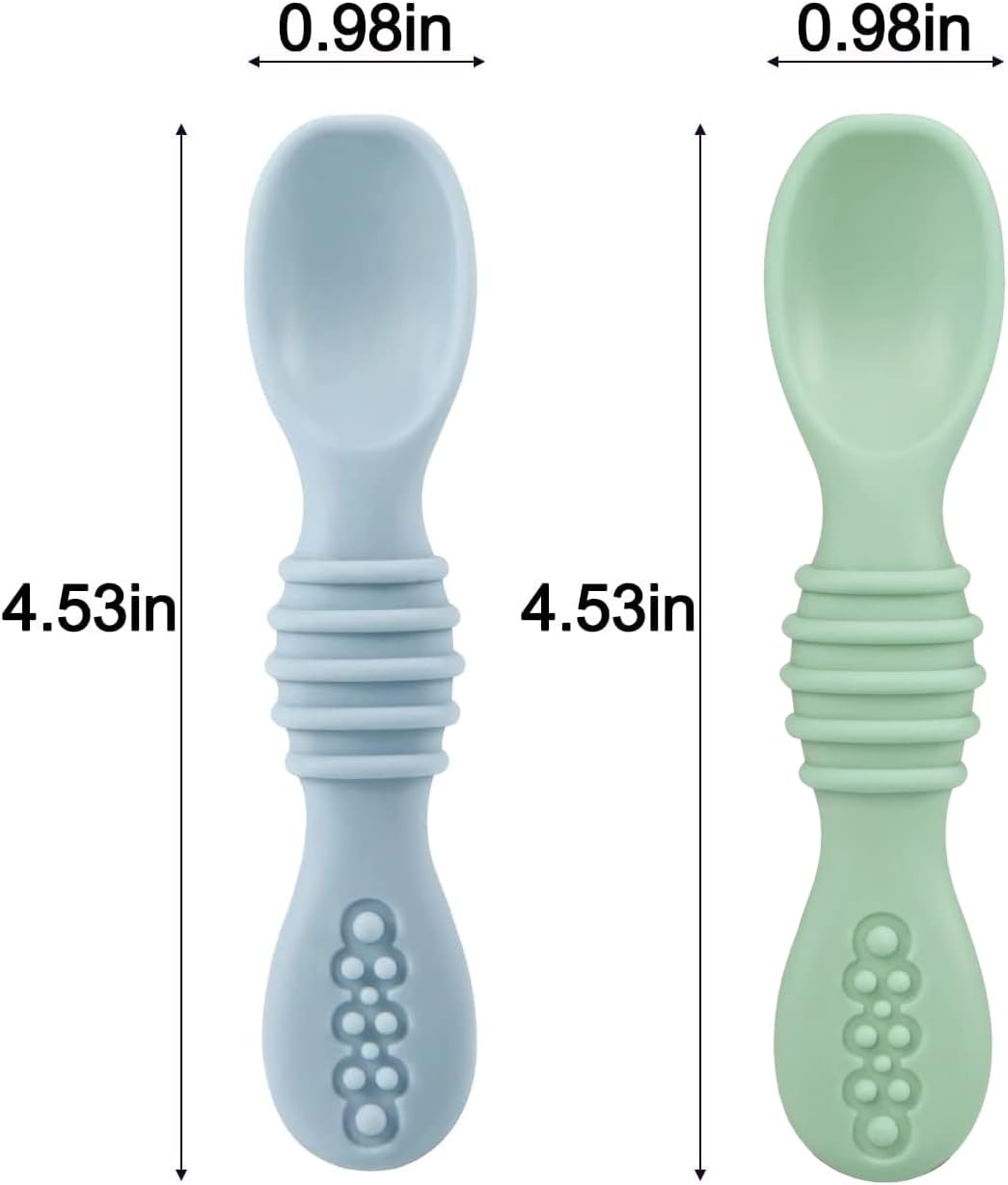 PandaEar 2 Pack Silicone Suction Plates Spoons for Baby