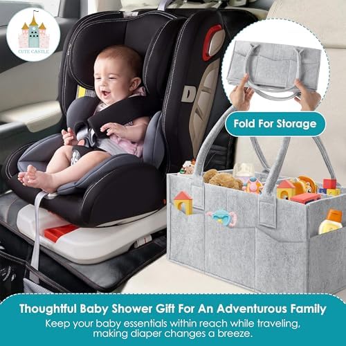 Cute Castle 2 Pack Diaper Caddy Organizer - Grey 1