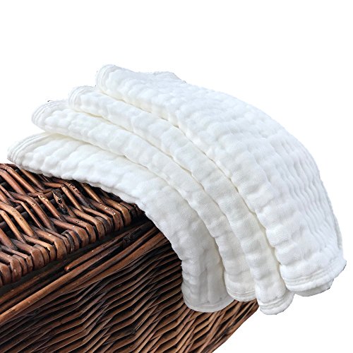 Synrroe 4-Pack Muslin Burp Cloths 20x10 Inches