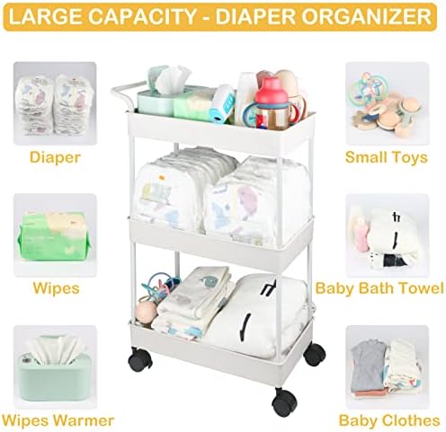 Volnamal Baby Diaper Caddy Movable Cart for Newborn Essentials