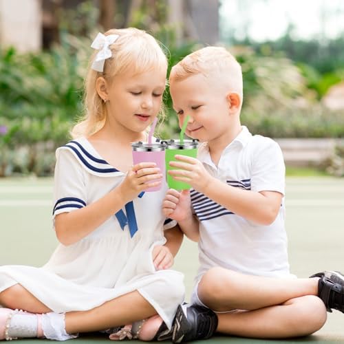 Vermida Kids Cups with Straws and Lids 5 Pack 12oz Spill Proof