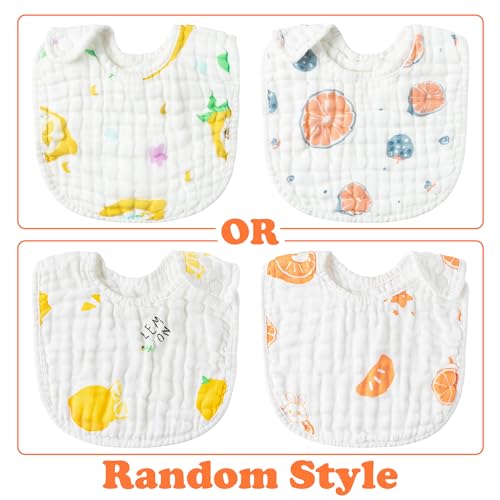 Zainpe 6Pcs Snap Muslin Baby Bibs with 6 Layers