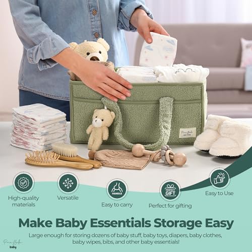 PeraBella Diaper Caddy Organizer with Teddy Bear Charm