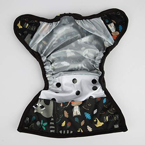 Baby Diaper Cover Nappy One Size 8lbs to 36lbs Racoon Owl