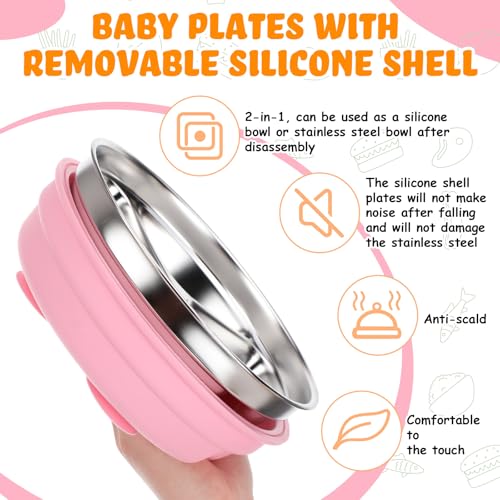 Nuogo 2 Pcs Stainless Steel Baby Suction Plates