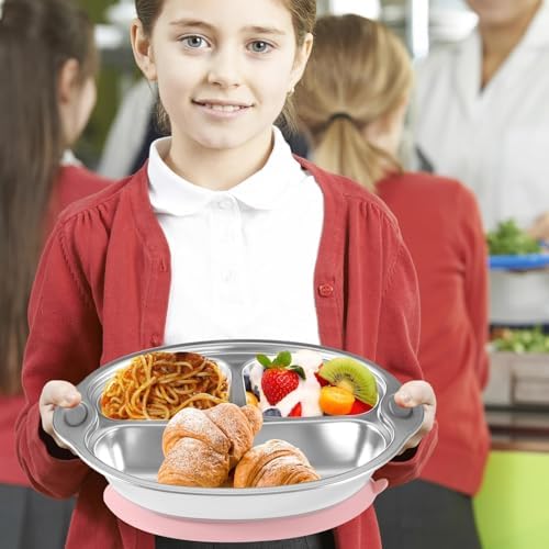 Mrs Chou Pink Stainless Steel Baby Suction Plates