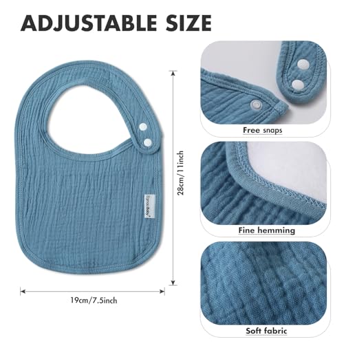 Organic Muslin Bibs 5 Pack for Baby Boys Girls 1